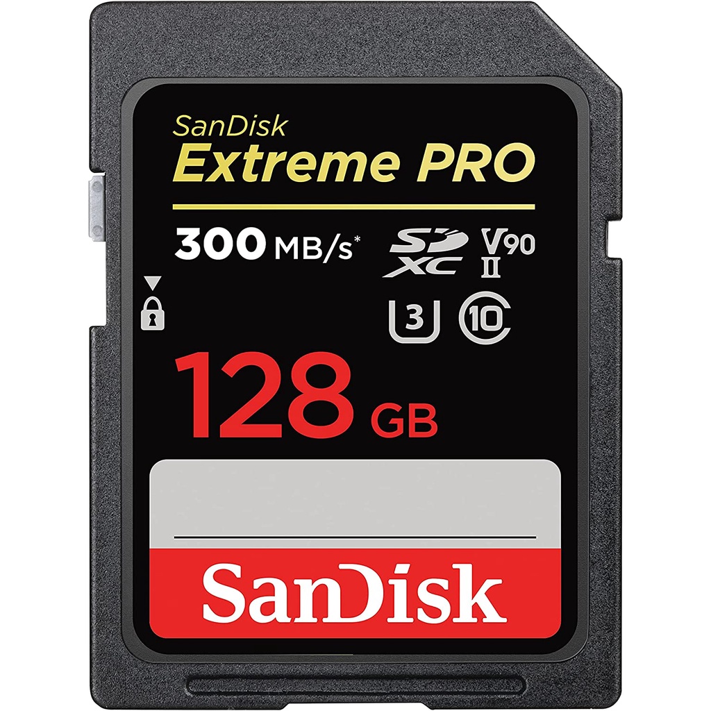 SanDisk Extreme Pro SDXC SDXDK 128GB V90, C10, UHS-II, 300MB/R, 260MB/s W เมมโมรี่การ์ดหน่วยความจำ (
