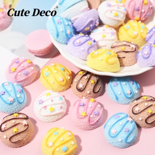 【Cute Deco】กระดุมเรซิ่น รูปไอศกรีมน่ารัก (6 สี) สีขาว สีม่วง สีฟ้า สีชมพู สําหรับตกแต่งรองเท้า Crocs DIY