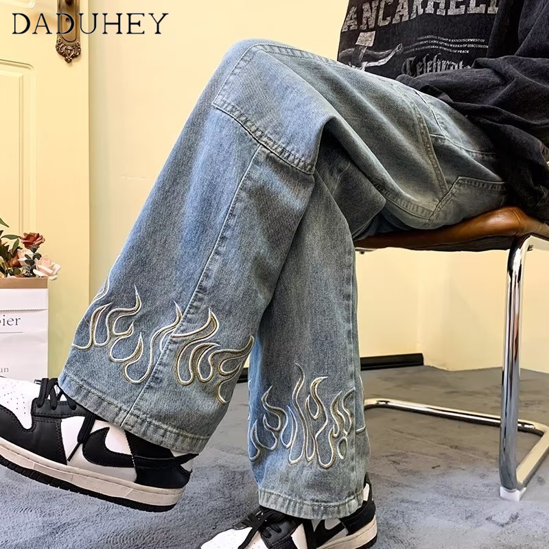 DaDuHey American High Street Oversize Jeans I Men's Ins Fashion Brand Autumn Loose Straight Casual Pants