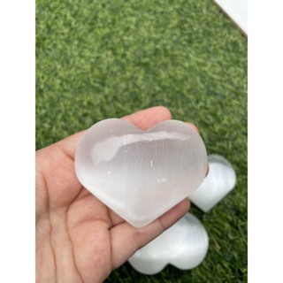 1 Piece Selenite Crystal Heart เซเลไนท์ Polished Palm Stone Worry Stone Reiki Healing Cleanse