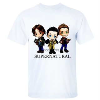 เสื้อยืดผ้าฝ้ายพิมพ์ลายแฟชั่น ขายดี เสื้อยืด พิมพ์ลายการ์ตูน Supernatural Castiel Sam Dean GGpgpp63LEajck47 สไตล์คลาสสิก