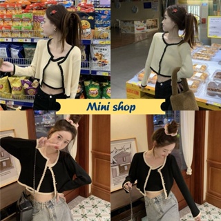 Mini shop🌸พร้อมส่ง🌸(39136+39136-1)  เสื้อสายเดี่ยว+เสื้อคลุมไหมพรม คุณหนูดูแพงมาก -C