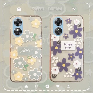 ใหม่ เคสโทรศัพท์มือถือแบบนิ่ม ใส กันกระแทก ลายดอกไม้ สีเขียว ฟ้า สําหรับ OPPOA78 OPPOA78 2023 A78 5G