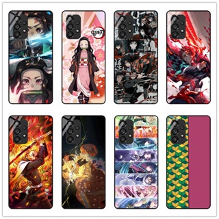 เคสโทรศัพท์มือถือกระจกนิรภัย แบบแข็ง ลายการ์ตูนอนิเมะ Demon Slayer: Kimetsu No Yaiba สําหรับ Samsung galaxy A33 A13 4G