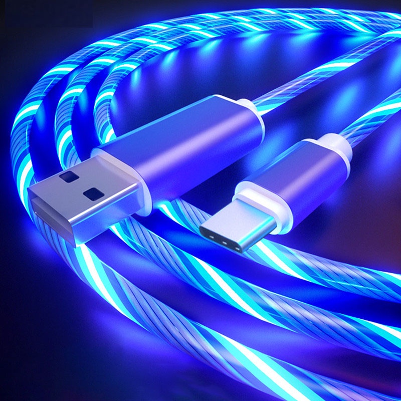 สายชาร์จ USB Type-C 5A เรืองแสง หลากสี สําหรับ iphone Android