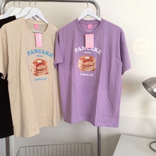 เสื้อยืดโอเวอร์ไซด์ ผ้าคอตตอน งานสกรีน pancake butter