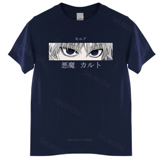 เสื้อยืดผ้าฝ้าย เสื้อยืดผ้าฝ้าย แบบนิ่ม พิมพ์ลาย Killua Zoldyck Devil Eye แฟชั่นฤดูร้อน สําหรับผู้ชาย