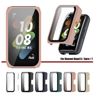 เคสกระจกนิรภัย PC แบบแข็ง ป้องกันหน้าจอ สําหรับ Huawei Band 7 6 pro NFC Honor Band 6