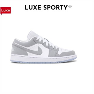 ของแท้100% Nike Air Jordan 1 Low Wolf Grey white grey wolf sports shoes รองเท้า nike