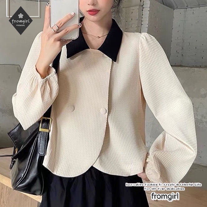 เสื้อเชิ้ตแขนยาว เข้ารูป แฟชั่นฤดูใบไม้ร่วง สไตล์ฝรั่งเศส สําหรับผู้หญิง 2022
