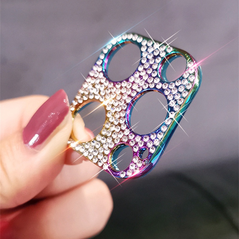 ตัวป้องกันกล้องสําหรับ iPhone 16 13 12 11 14 15 Pro Max เลนส์หน้าจอสําหรับ iPhone 12 13 Mini 14Pro Glitter Rhinestones กรณี