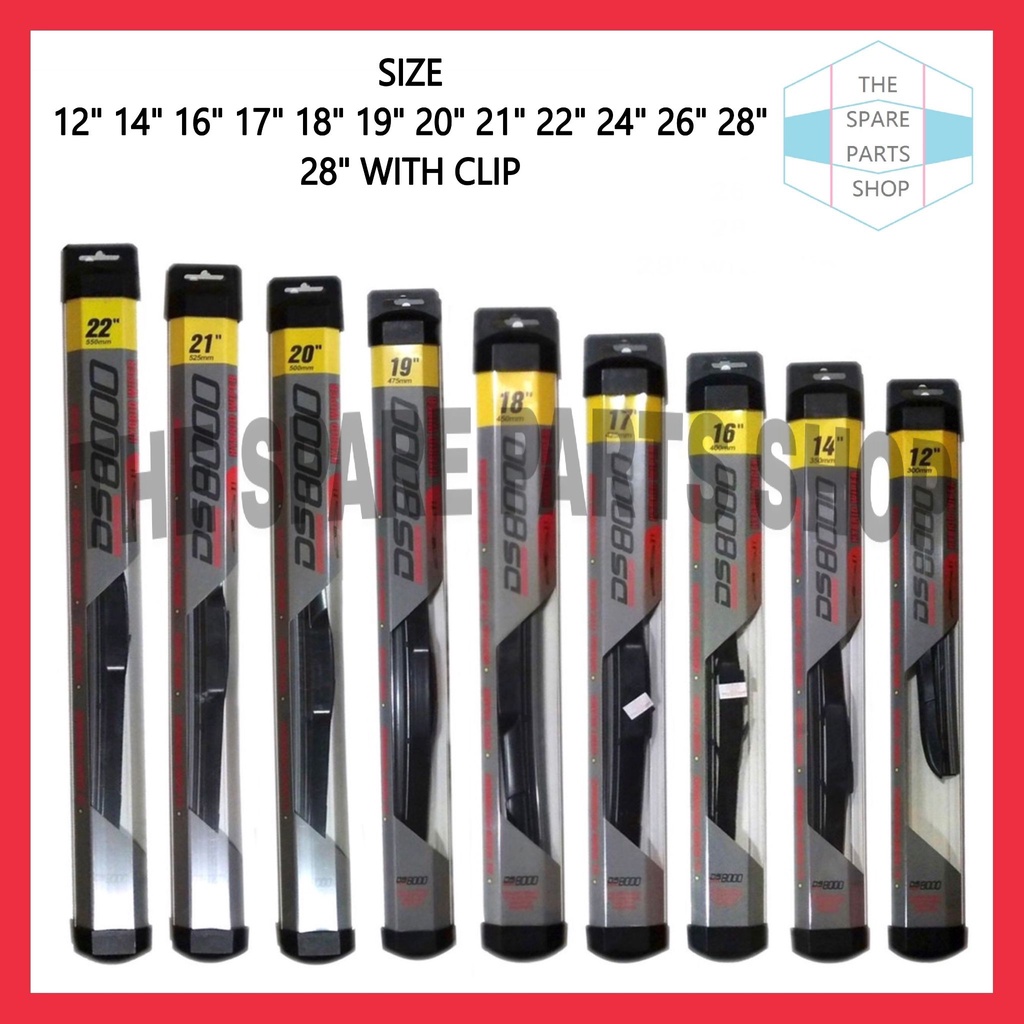 WIPER BLADE HYBRID DS8000 12 14 16 17 18 19 20 21 22 24 26 28 พร้อมคลิป (UNIVERSAL) PROTON PERODUA T