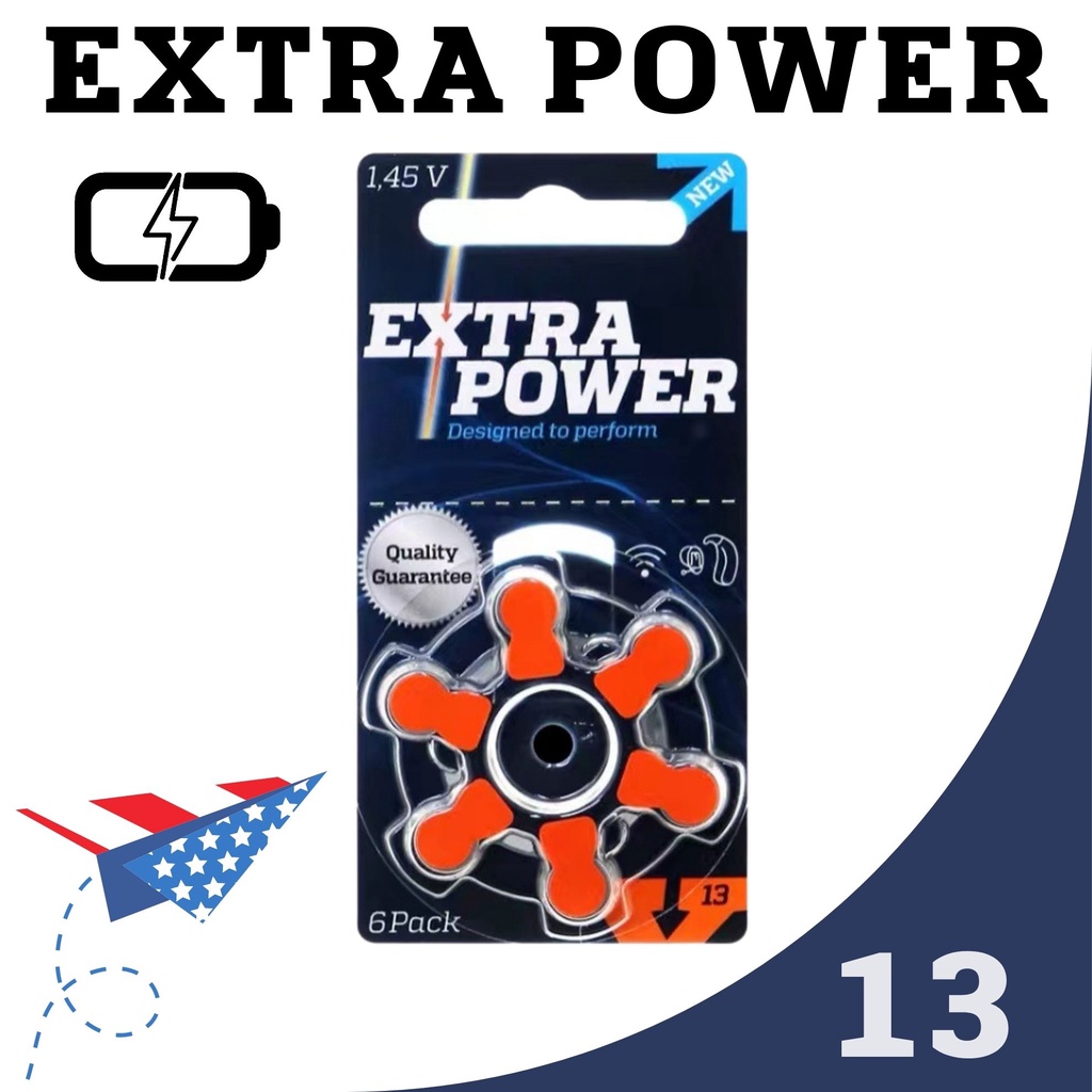 ถ่านเครื่องช่วยฟังเบอร์13 สีส้ม EXtraPower A13 PR48 ถ่านใส่เครื่องช่วยฟัง HearingAidBatteries