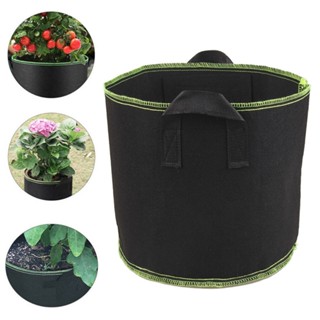 Non-woven fabric Grow bag กระถางผ้า สีดำขอบเขียว กระถางผ้าปลูกเตรียมจัดส่ง