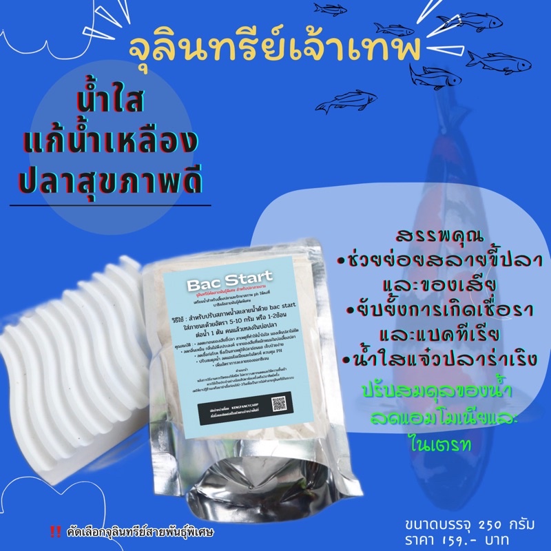 Rakpla Bac Start ❇️ แบคทีเรียแห้ง จุลินทรีย์ปรับสภาพน้ำในบ่อปลา ตู้ปลา 🐟 ปรับคุณภาพน้ำ & ดูแลสุขภาพปลา ปลอดภัย