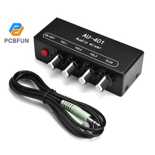 Pcbfun AU-401 DC 5V-12V เครื่องมิกเซอร์เสียงสเตอริโอ 4 อินพุต 1 เอาท์พุต บอร์ดควบคุมแยกส่วน เครื่องขยายเสียง ผสมหูฟัง DIY