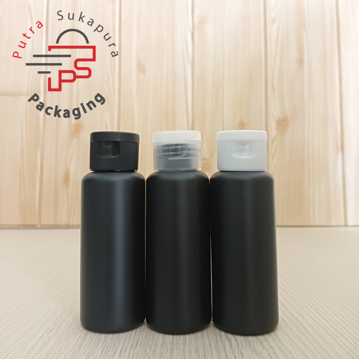 ขวดฟลิปทอป hdpe สีดํา 60 มล./ท็อปคอลายทาง 24