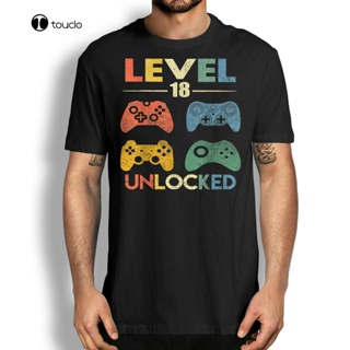 เสื้อสาวอวบ ใหม่ Gamer วันเกิดของขวัญเสื้อใหม่ระดับผู้ใหญ่ 18 ปลดล็อคเสื้อยืดวิดีโอเกมทีเชิ้ตฝ้ายทีเชิ้ต Unisex