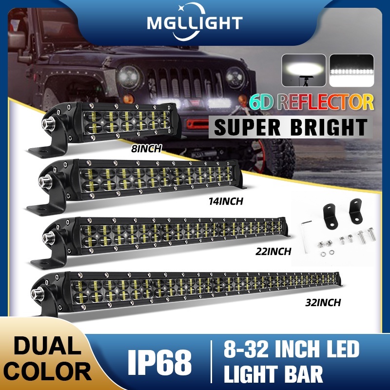 MGLLIGHT หลอดไฟ Led 8 นิ้ว 14 นิ้ว 22 นิ้ว 32 นิ้ว แถวคู่ 180W 420W 620W สําหรับรถยนต์ รถบรรทุก SUV 