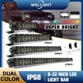 MGLLIGHT หลอดไฟ Led 8 นิ้ว 14 นิ้ว 22 นิ้ว 32 นิ้ว แถวคู่ 180W 420W 620W สําหรับรถยนต์ รถบรรทุก SUV ATV Lampu 4WD 4X4