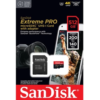 SanDisk Extreme PRO microSD Card 128GB 256GB 512GB 1TB UHS-I A2 Speed 200 (SDSQXCD) เมมโมรี่การ์ด