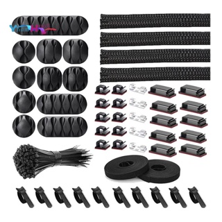 152 Pcs Cable Management Cord Organizer Kit, Include Self Adhesive Cable Organizer Clips, Cable Sleeves Management Clips