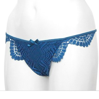 Annebra กางเกงใน ทรงตอง ผ้าลูกไม้ Thong Panty รุ่น AU3-831 สีฟ้าเข้ม, สีครีม