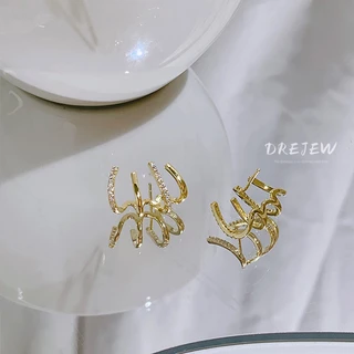DREJEW ต่างหูเข็มเงิน ชุบทองแท้ เพทาย ทรงเรขาคณิต สไตล์เกาหลี ดองแดมุน เรียบง่าย ระดับไฮเอนด์