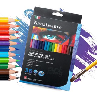 Renaissance ดินสอสีไม้ระบายน้ำ เรนาซองซ์ 36 แท่ง 36 สี(แถมฟรีพู่กันในเซ็ท) รุ่น ARTISTSQUALITY WATER SOLUBLE COLOURS PE