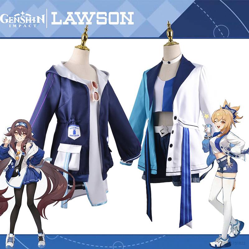 St1 Genshin Impact Lawson ชุดเสื้อแจ็กเก็ต กระโปรง กางเกง ชุดคอสเพลย์ คอสเพลย์อนิเมะ Yoimiya Hutao ส