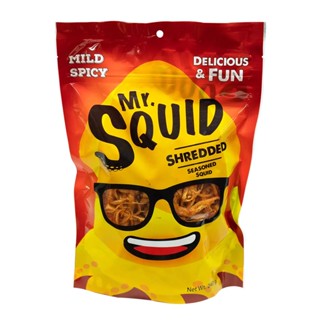 มิสเตอร์สควิด ปลาหมึกอบแห้งปรุงรสเผ็ด Mr.Squid Shredded Mild Spicy ขนาด 240g. | 1 ถุง