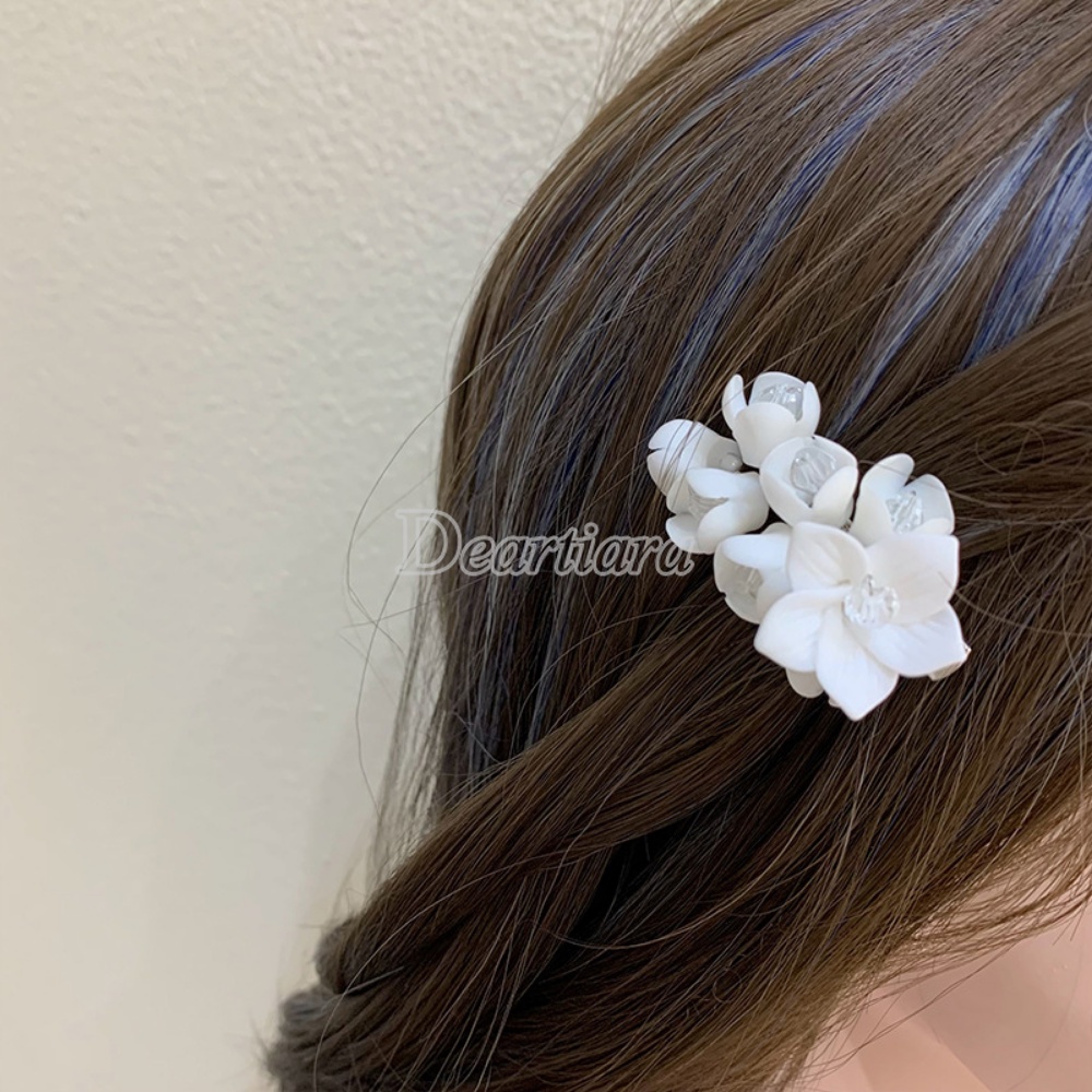 กิ๊บติดผม รูปดอกมะลิ สีขาว หรูหรา สไตล์วินเทจ แฟชั่นสําหรับเจ้าสาว - รูปที่ 7