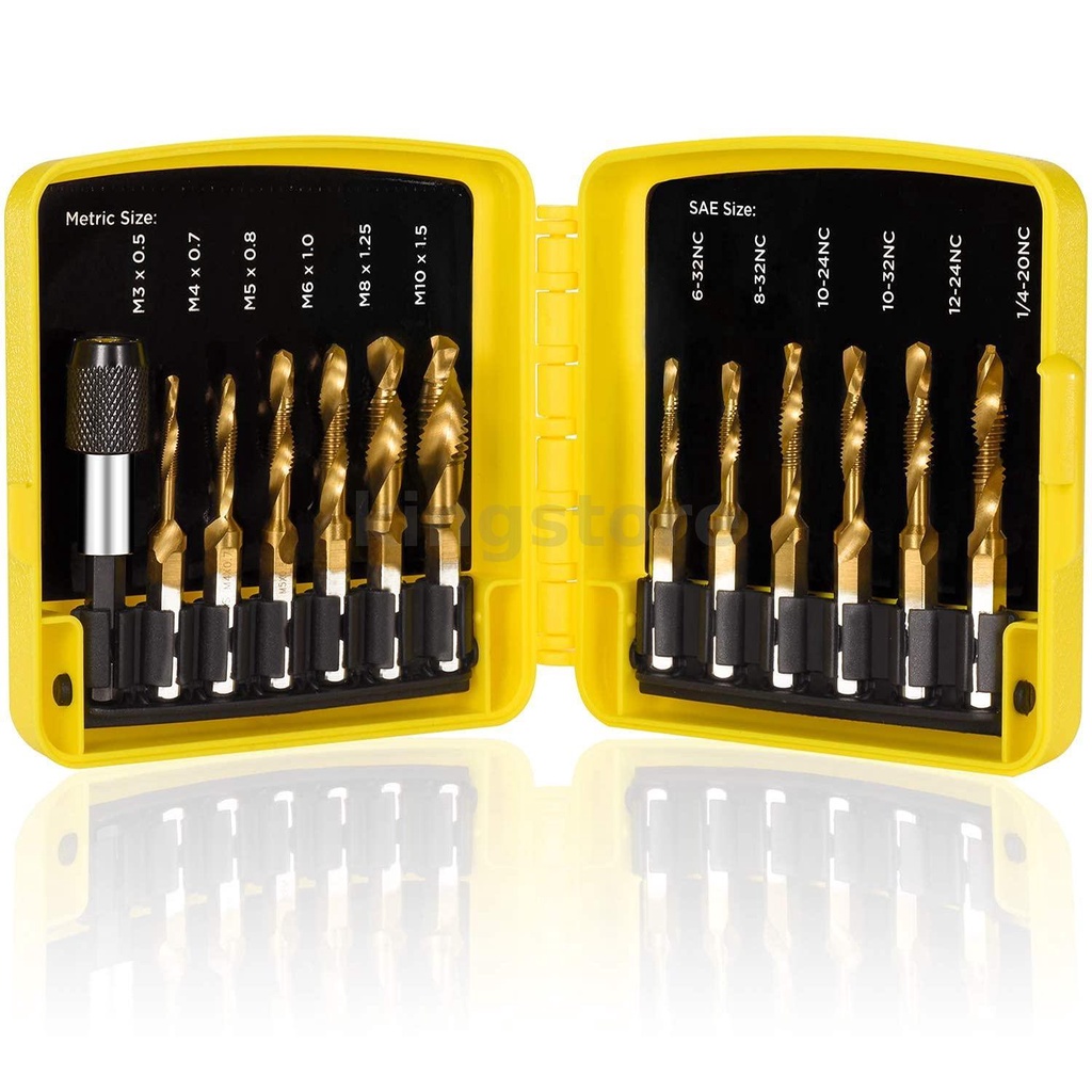 Drillpro M3-M10 ชุดดอกสว่านสกรูเมตริก ก้านหกเหลี่ยม 13 ชิ้น