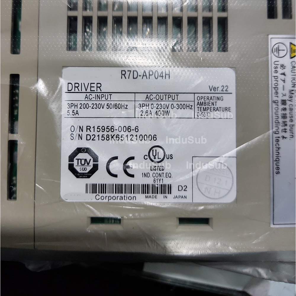 SZ R7D-AP04H SERVO DRIVER 400W PULSE INPUT 240VAC 2.6A SINGLE-PHASE ใหม่