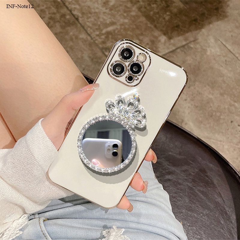 Infinix Note 12 11 11S 10 8 8i G96 G88 Pro NFC VIP X697 X692 2023 4G สำหรับ Case Makeup Mirror Glitter เคสโทรศัพท์ Case Luxury Phone Case Electroplating Casing Soft TPU Cover