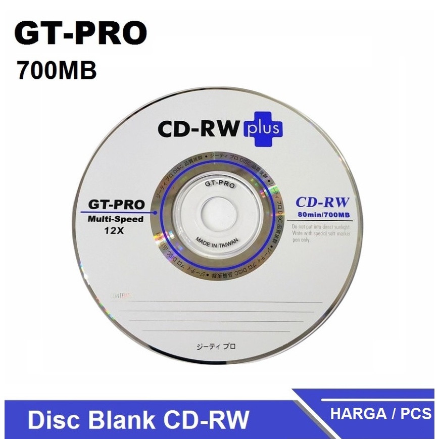 CD-RW Plus GT Pro ความจุ 700 MB 80 นาที / แผ่นซีดีเปล่า / แผ่นขนาดกะทัดรัด (CD) GT PRO CD-RW