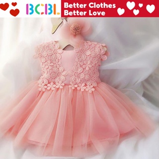 Bcbl ชุดเดรสกระโปรงเจ้าหญิง สีชมพู สีขาว สําหรับเด็กผู้หญิง อายุ 1-2 ปี