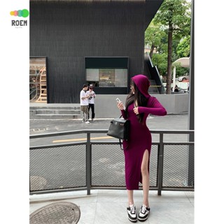 Nini Autumn New Product · 2022 new sexy hooded slimming dress close-fitting long-sleeved split hip-covered dress for children temperament long