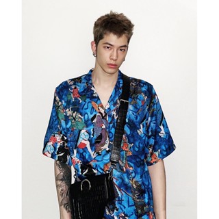 LIXR spot/MARTINE 21SS ROSE Japanese geisha print style loose short sleeve Hawaiian shirt