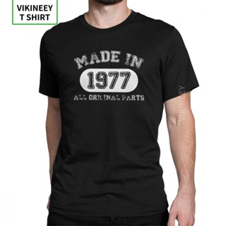 เสื้อ ยืด ผู้ชาย ผู้ชายเสื้อยืดที่ทําในปี 1977 เสื้อยืดทุกส่วนเดิมสุขสันต์วันเกิดยอดนิยมแขนสั้นครบรอบปีเสื้อยืดเสื้อผ้า