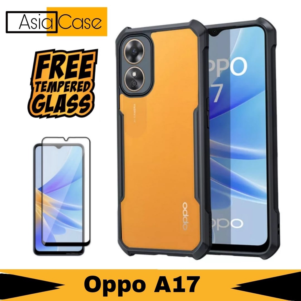 LAYAR 2-in-1 Package Softcase Oppo A17 Transparent Clear Bonus Anti-Scratch Screen Full Cover
