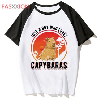 เสื้อยืด พิมพ์ลายมังงะ Capybara สวยงาม สําหรับผู้ชาย