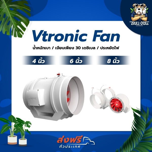 (ส่งฟรี) พัดลมระบายอากาศ VTRONIC FAN 4 / 6 / 8 นิ้ว น้ำหนักเบา เสียงเงียบไม่รบกวน พัดลมดูดอากาศ Exhaust inline fan