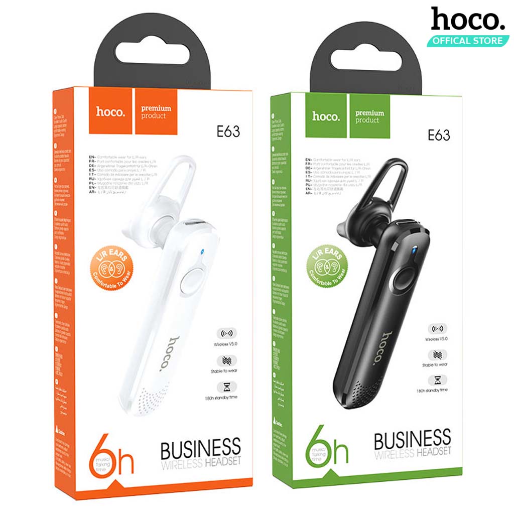 HOCO E63 หูฟังโมโน หูฟังบลูทูธ สมอลทอล์ค BT v5.0 แบตทน คุยสายได้ต่อเนื่อง 6 ชั่วโมง หูฟัง Diamond Bluetooth headset hc3