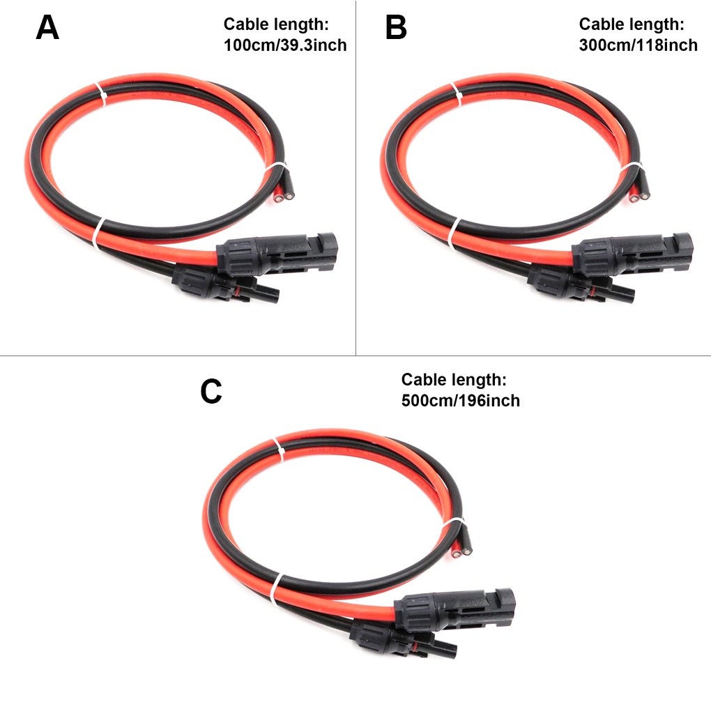 2 Pieces Solar Panel Dustproof Extension Cable Extender Cord 10AWG/6mm² Flame Retardant Wire Accesso
