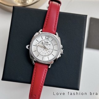 👑ผ่อน0%~แท้100%👑 นาฬิกาข้อมือ Coach Boyfriend Red Strab Silver Dial Crystal 14503855