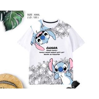 เสื้อยืด ผ้าฝ้าย พิมพ์ลาย Stitch OHANA JUMBO XXXL bigsize combed 30s สําหรับผู้หญิง