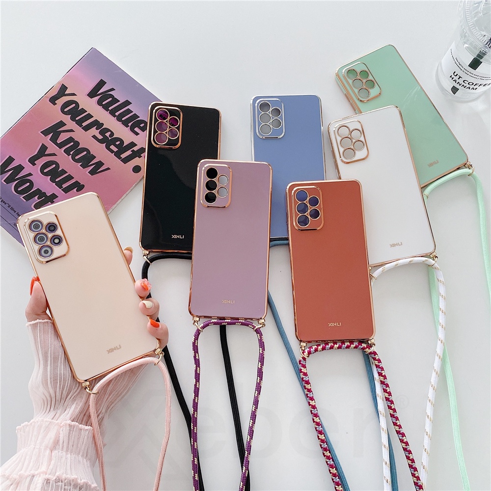 เคสโทรศัพท์ซิลิโคน Tpu แบบนิ่ม สีแคนดี้ พร้อมสายคล้องคอ สําหรับ Oppo A17 A97 5G A57 A94 A93 A92S
