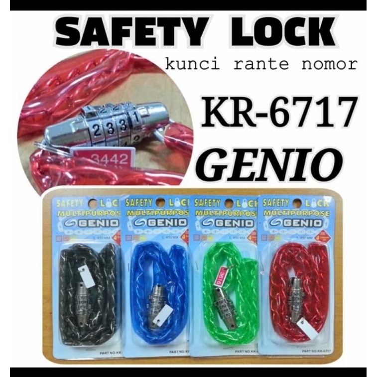 GENIO KK-6717 KR-6717 BYCYCLE CHAIN PADLOCK