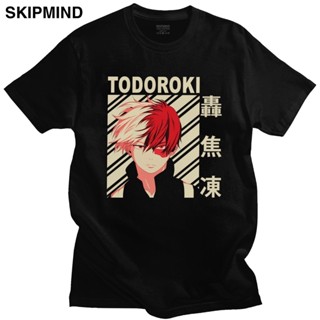 เสื้อยีด คลาสสิก Boku ไม่มีฮีโร่ Academia เสื้อยืดผู้ชายแขนสั้นฤดูร้อน Shoto Todoroki Tshirt ลูกเรือคอบางพอดีเสื้อยืดผ้า